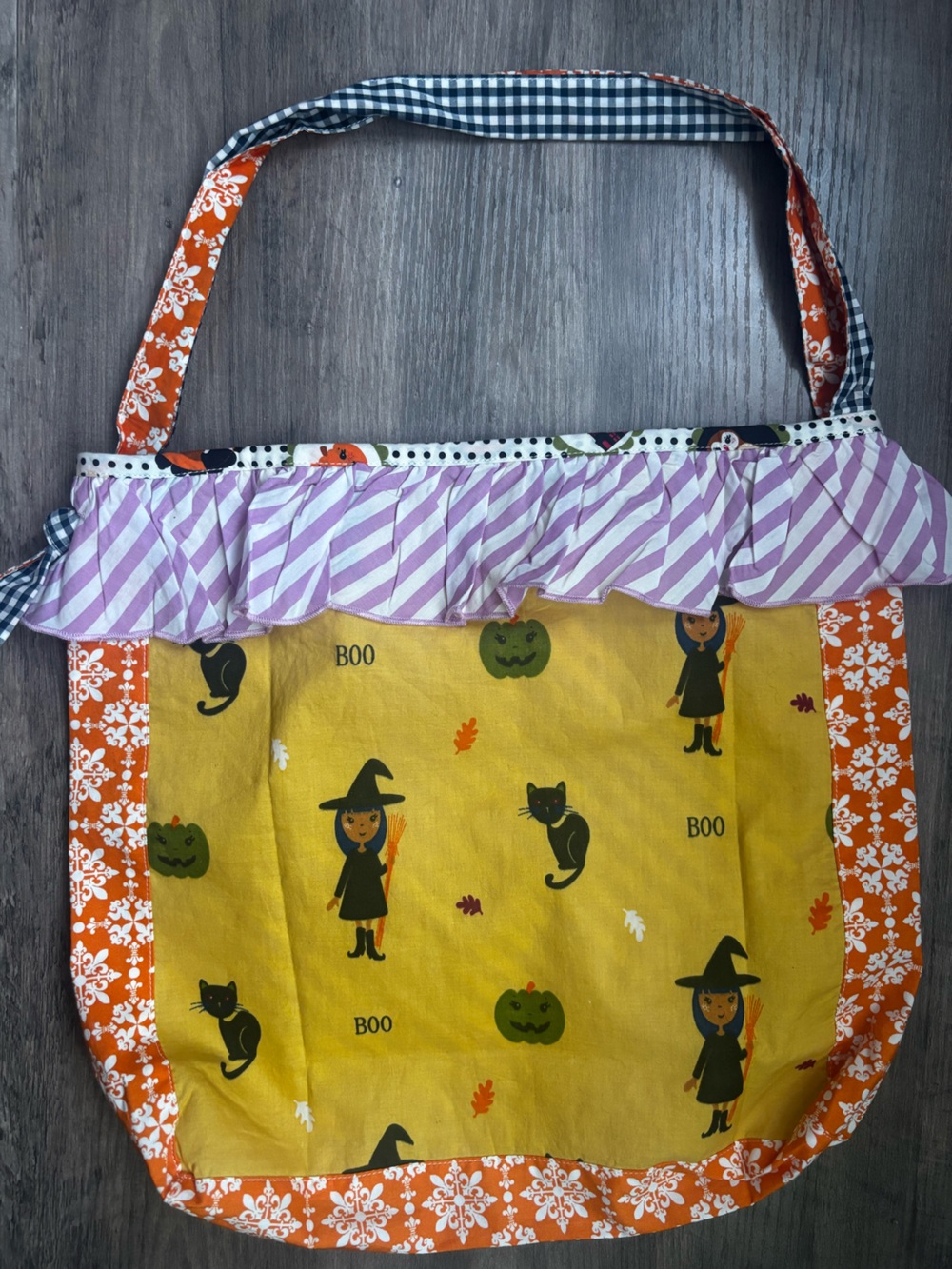 Matilda Jane Halloween Ruffle Crossbody Tote - Polka Dot & Gingham - Picture 2 of 4